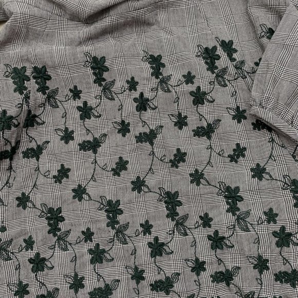 Zara Plaid Dark Academia Long sleeve dress with Green Embroidery Large - Picture 2 of 5